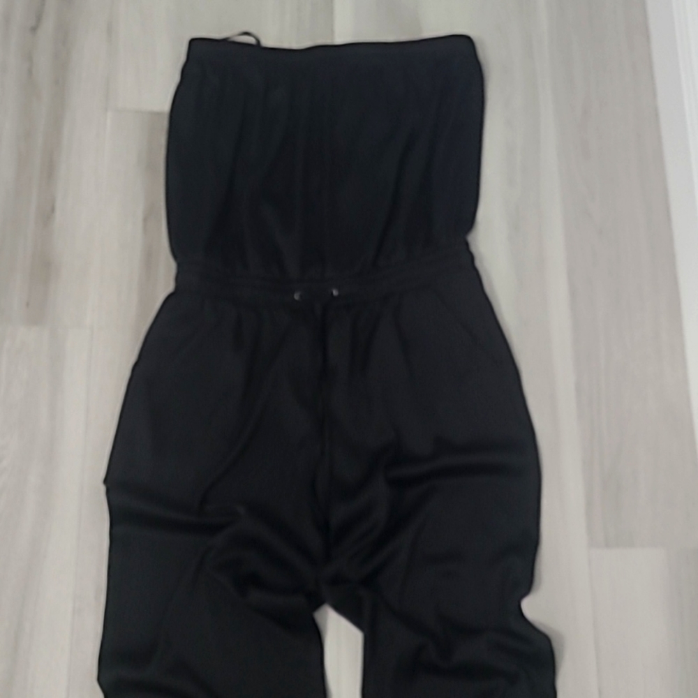 Black Strapless Pants Romper